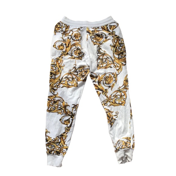 Versace Jeans Couture Track Pants Baroque Print White Gold - Picture 2 of 8